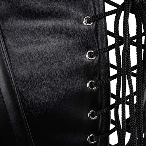 KSHUN Women's Vintage Leather Plus Size Shoulder Strap Bustier Corset Top Black, 2X-Large — view 4