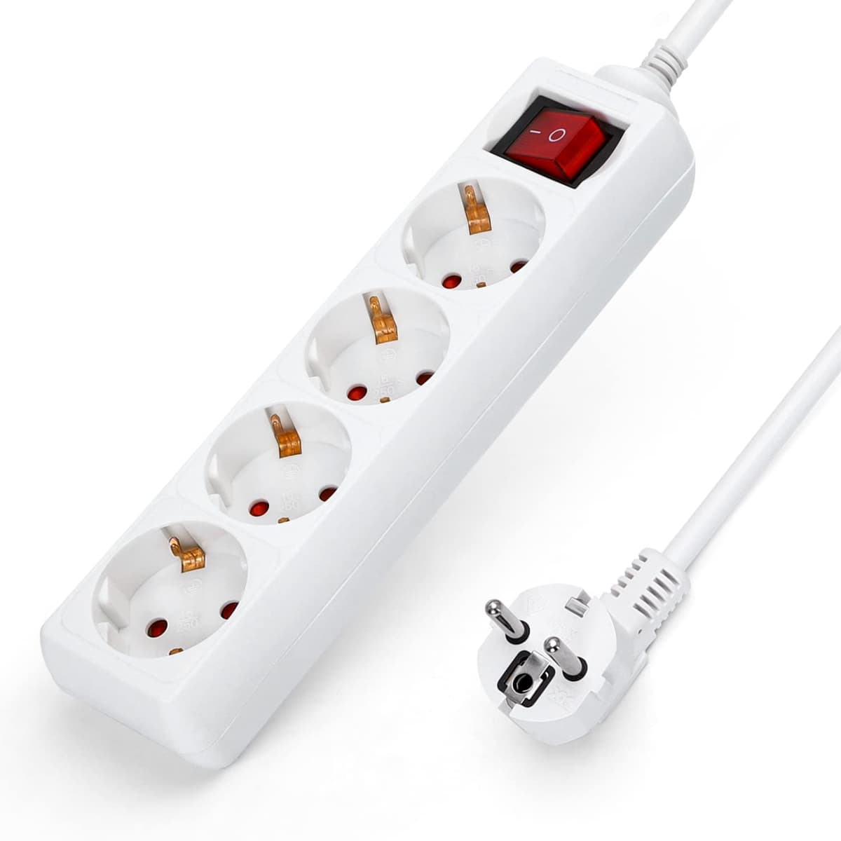 Aigostar Regleta alargador de 6 enchufes con Cable de 3 Metros e Interruptor. Color Blanco — view 7