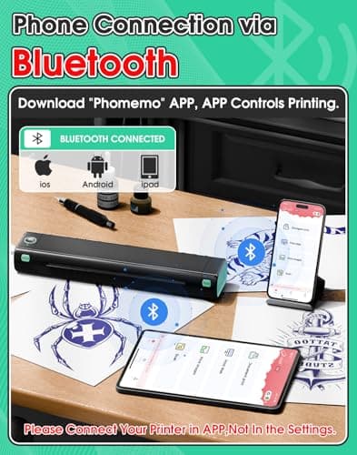 Phomemo M08F Tattoo Stencil Printer Kit for Beginners, Tattoo Printer Machine with 10 Pcs Transfer Paper, Wireless Tattoo Machine for Professional, Bluetooth Stencil Printers for Tattooing — view 2