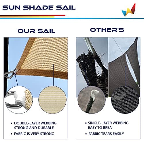 Windscreen4less 10' x 15' Sun Shade Sail Rectangle Outdoor Canopy Cover UV Block for Backyard Porch Pergola Deck Garden Patio (Brown) — view 3