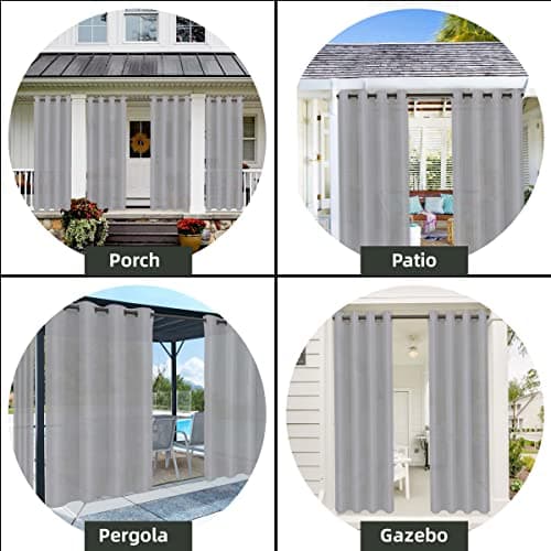 OutdoorLines Waterproof Indoor Outdoor Curtains for Patio –Privacy Sun Blocking Grommet Curtain Panel Weatherproof, UV Resistant Curtains for Gazebo, Front Porch, Pergola Light Gray 100W x 84L Inch 1 Panel — view 4