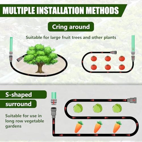 Soaker Hose 100FT, Thickened Flat Soaker Hoses For Garden 100 ft 2 pack, Drip Irrigation Hose Saves 80% Water, Leak-free Design Water Hose with Holes For Lawn, Flower Bed, Vegetable Field (50 FT x 2) — view 3
