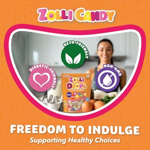 Zolli Drops Sugar Free Candy with Xylitol, Dye-Free Lollipops - Keto & Diabetic-Friendly, Dentist-Approved Treats for Kids, (Natural Fruit Flavors, 1.6 oz) — view 4