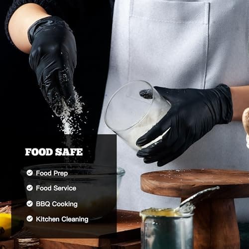 TitanFlex Disposable Nitrile Exam Gloves - 6-mil, Black, Small 100-ct Box, Heavy Duty, Latex Free, Food Safe for Cooking & Food Prep — view 4