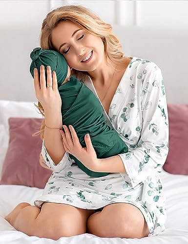 Mommy and Me Robe and Swaddle Set | Maternity Robe Matching Baby Girl, Boy, Samantha, Medium