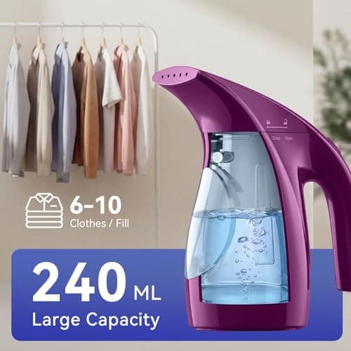 HiLIFE Steamer for Clothes, Portable Handheld Garment Wrinkle Remover, 240ml Big Capacity, 700W, Strong Penetrating Steam, for Home, Office and Travel, ONLY FOR 120V, Bloom Orchid — view 5