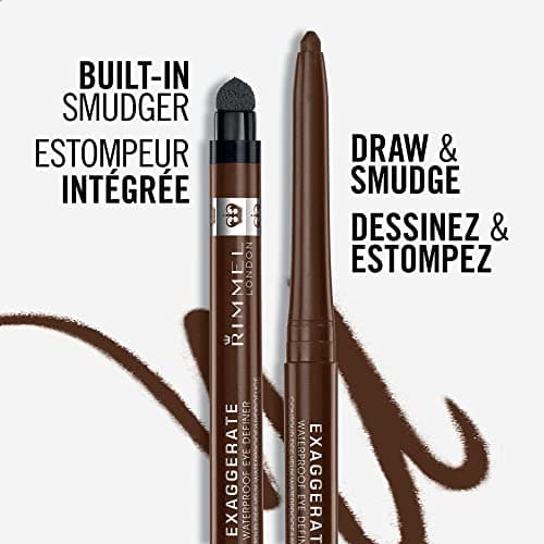 Rimmel London - Exaggerate Waterproof Eye Definer, built-in smudger & sharpener, creamy matte finish, Up to 10H, long-lasting, 100% Cruelty-Free, Rich Brown - 212 (Uncarded) — view 5