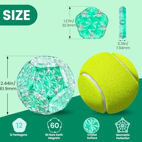 DYRDM Magnetic Fidget Sphere, Premium Magnetic Fidget Toy and Desk Toy for Stress Relief and Focus, Creative Geometric Desk Accessory for Adults and Office Relaxation Green — view 5