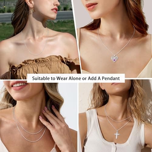 Jewlpire 925 Sterling Silver Chain Necklace for Women, 1.1mm Cable Chains Silver Chain for Women Shiny & Sturdy Women's Chains Necklace, 18 Inches — view 4