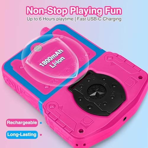 Handheld Game Console for Girls, 220 Retro Games Built-in, 3.5'' HD IPS Screen, Rechargeable Mini Portable Video Game Player for Travel & Car Trips, Gift for Kids (Rose Red) — view 6