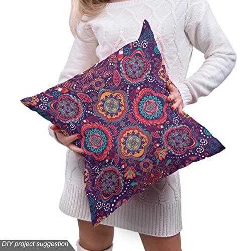 Lunarable Batik Fabric by The Yard, Eastern Droplet-Shaped Paisley Inspired Traditional Forms Vivid Colors Image, Decorative Fabric for Upholstery and Home Accents, 1 Yard, Purple Pink — view 4