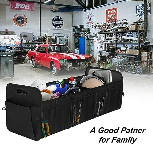 Femuar Large Capacity Trunk Organizer, Waterproof Car Accessory, Non-Slip, Foldable, Suitable for All Vehicles, Black — view 6