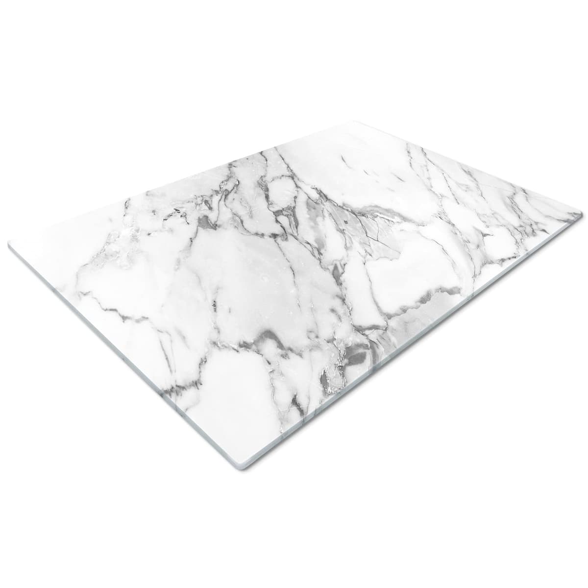 Glass Chopping Board 50 x 40 | Kitchen Worktop Protector | Multifunctional Cutting Board | Work Top Savers | Kitchen Accessories | Extra Large | Marble Effect Grey White