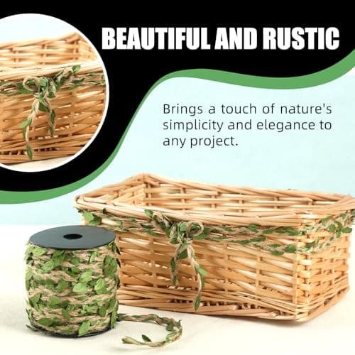 Radix Rope Natural Jute Twine with Green Leaf - 33 Feet (10 Meters) | Decorative Garden String for Gift Wrapping, Crafts, Wedding Decor — view 5
