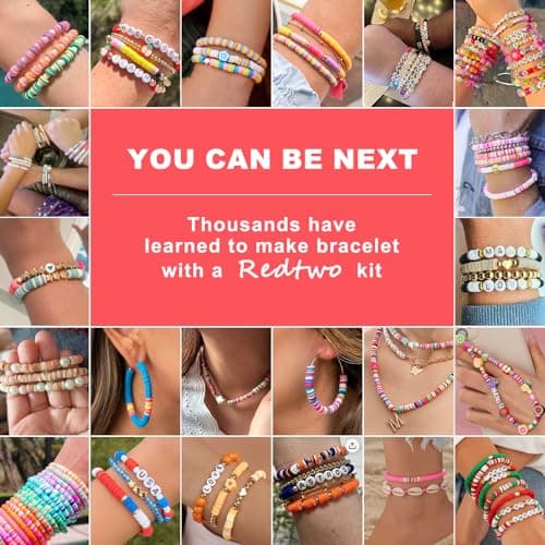 Redtwo 23000Pcs Clay Beads Friendship Bracelet Making Kit, 7 Boxes 144 Colors Flat Polymer Heishi Beads Set for Friendship Jewelry Making Kit with Pendant Charms, Crafts Gifts for Girls Ages 6-12 Kids — view 5
