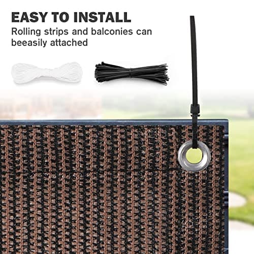 UIRWAY Privacy Screen Balcony Fence 3'x16.5', Garden Courtyard Privacy Fence Screen with Zip Ties UV Protection, for Animal Barriers, Decks, Patios, Outdoor Pools, Porches, Condo Railings - Brown — view 6