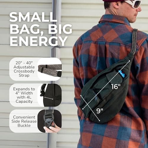 KAVU Mini Rope Bag Cotton Crossbody Sling - Black — view 4
