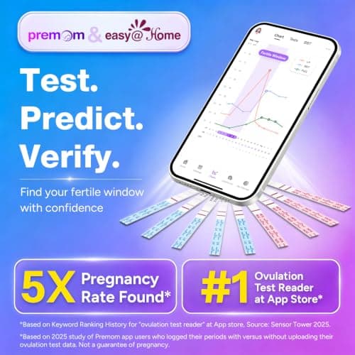 Easy@Home 50 Ovulation & 20 Pregnancy Test Strips Kits: Easy to Use Sensitive Accurate Reliable Fertility Predictor (Pink)