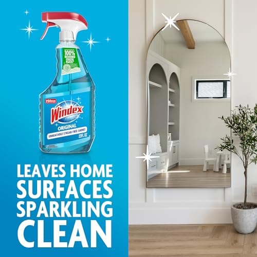 Windex Glass and Window Cleaner Spray Bottle, Packaging Designed to Prevent Leakage and Breaking, Surface Cleaning Spray, Original Blue Scent, 23 Fl Oz — view 4
