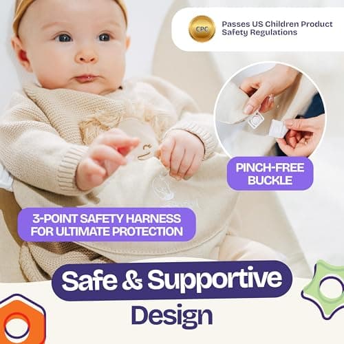 ComfyBumpy Ergonomic Baby Bouncer - Safe, Portable Bouncer with Adjustable Height Positions - Baby Bouncer Perfect for Newborn Babies (Oatmeal) — view 4