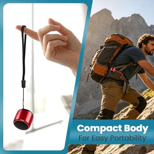 YXYKODM Best Mini Portable Bluetooth Speaker with HD Sound & Bass I Smallest Wireless Bluetooth Speakers for Phone/PC/Tablet I Photo Selfie Button Answer Phone Calls I Cute Tiny Speaker (Red) — view 5