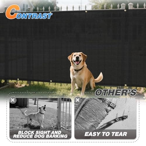 TANG Fence Privacy Screen Black 4 Feet x 12 Feet Outdoor Shade Cloth with Grommets, 150 GSM Temporary Fence Cover with Zipties Mesh Netting Fences Blockage for Backyard Garden Patio Chain Link — view 3