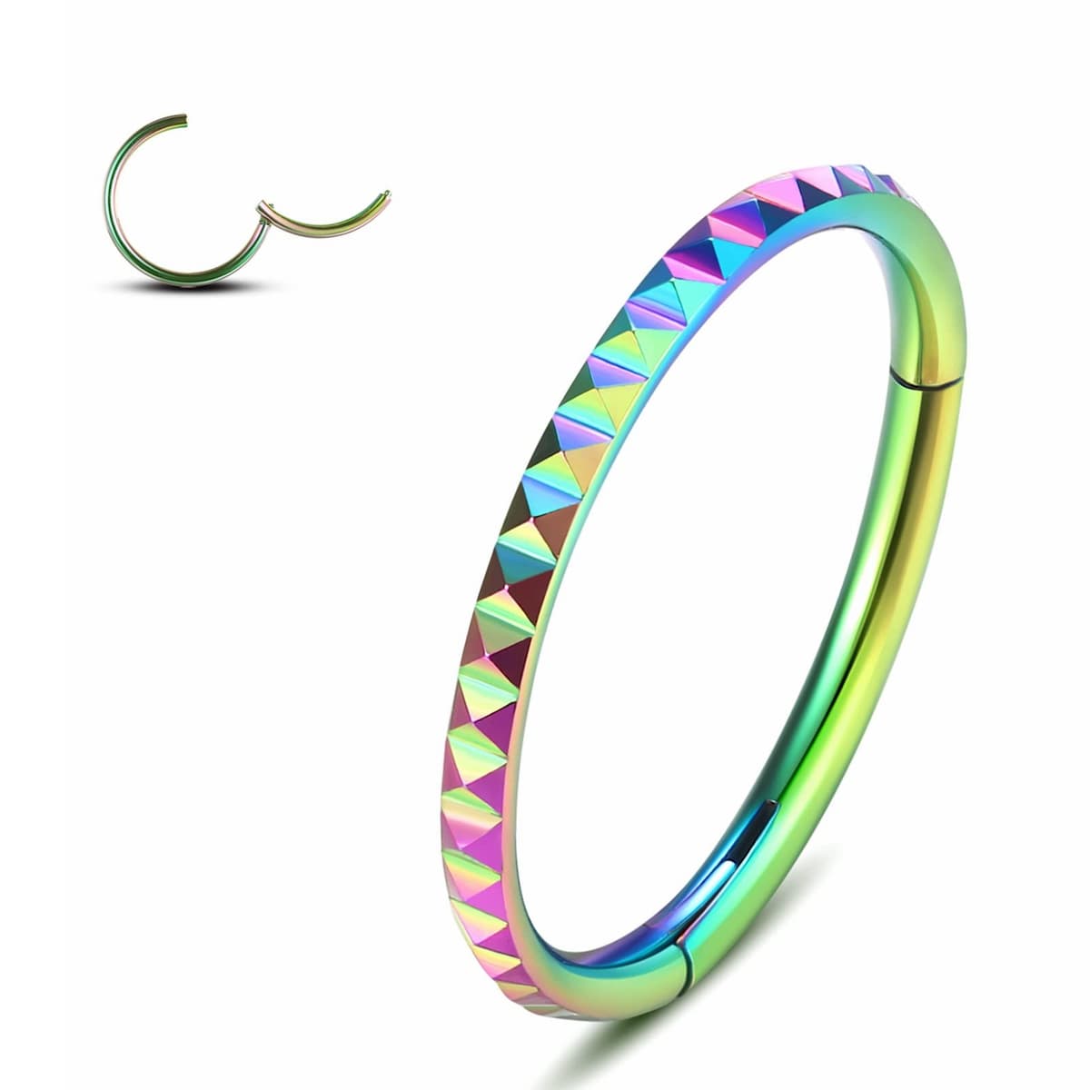 Yrogcu 20G 18G 16G 14G Single/Double Hoop Stainless-Steel Seamless-Hinged-Piercing Segment-Clicker Nose-Ring-Hoop : Diameter 6mm 8mm 10mm 12mm Cartilage Earrings — view 28