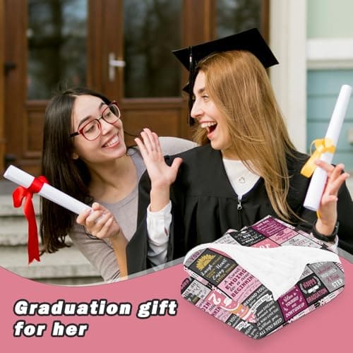 Graduation Gifts for Her Women - 50" X 60" Graduation Blanket 2026 Grad Gifts for High School College Masters Degree - Class of 2026 Graduate Gifts Ideas Blanket Pink — view 2