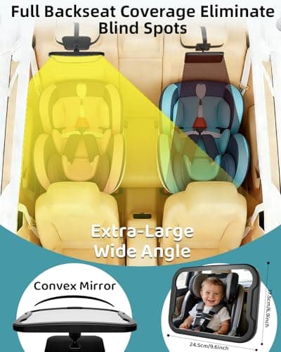 Zacro Baby Car Mirror, Shatter-Proof Acrylic Baby Mirror for Car, Rearview Baby Mirror-Easily to Observe The Baby's Every Move, Safety and 360 Degree Adjustability