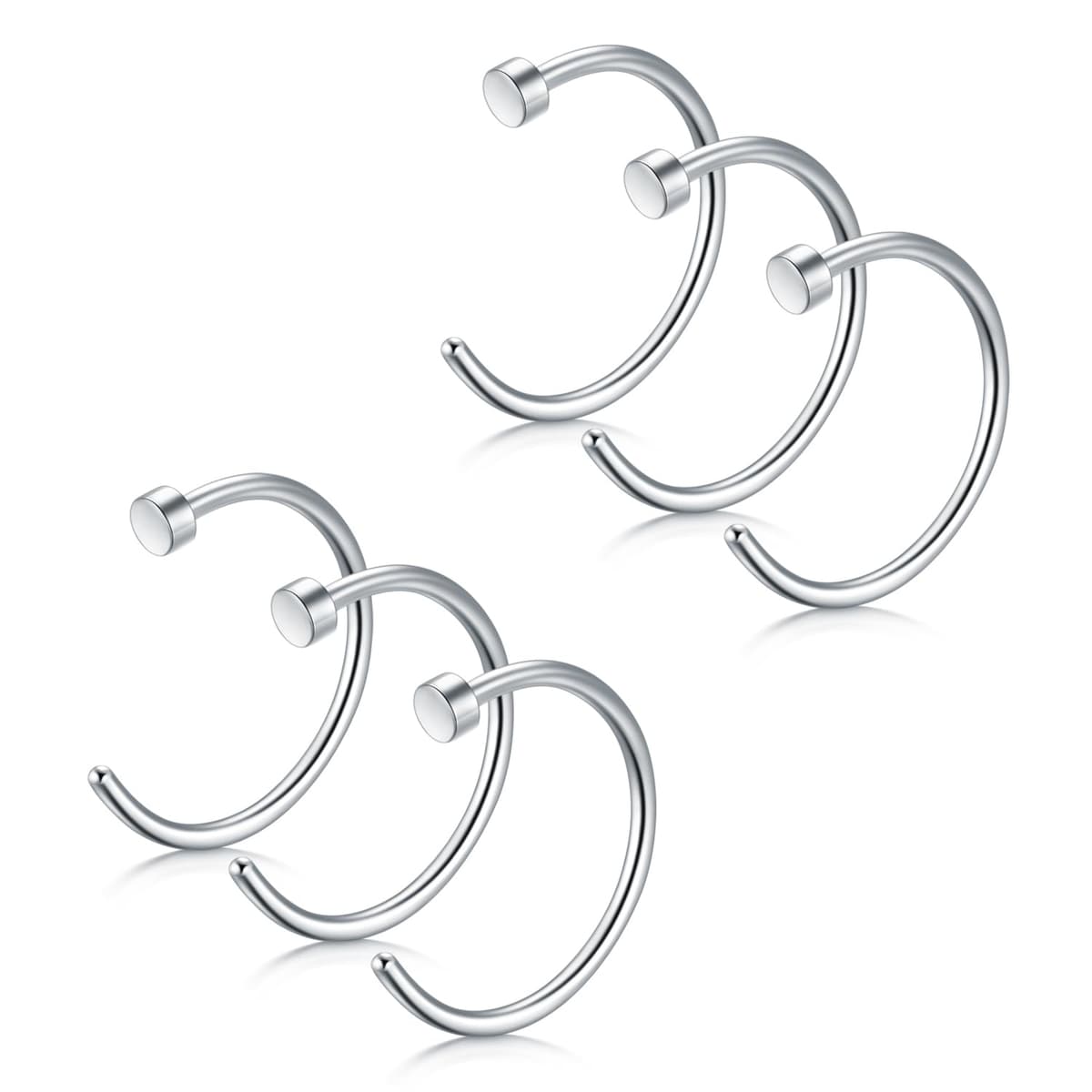 Briana Williams Fake Nariz Anillos Hoop-20G 18G 16G Nariz Aro Anillo 6mm/8mm/10mm/12mm Nariz Piercing Labio Septum Anillo Arete Faux Joyería Piercing del Cuerpo 6 Piezas — view 3