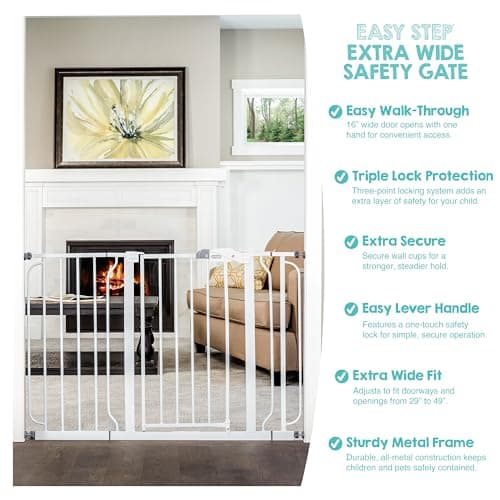 Regalo Easy Step 49-Inch Extra Wide Baby Gate, Includes 4-Inch and 12-Inch Extension Kit, 4 Pack of Pressure Mount Kit and 4 Pack of Wall Mount Kit, Black — view 3