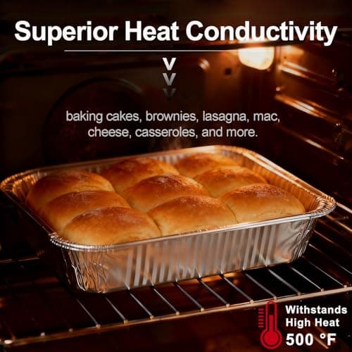 Whaleme 9x13 Aluminum Foil Pans with Lids - 25 Pack Disposable Half Size Deep Steam Table Tin Foil Pans for Oven Baking Cake, Roasting, Food Prepping, Storing, Freezing, Chafing — view 3