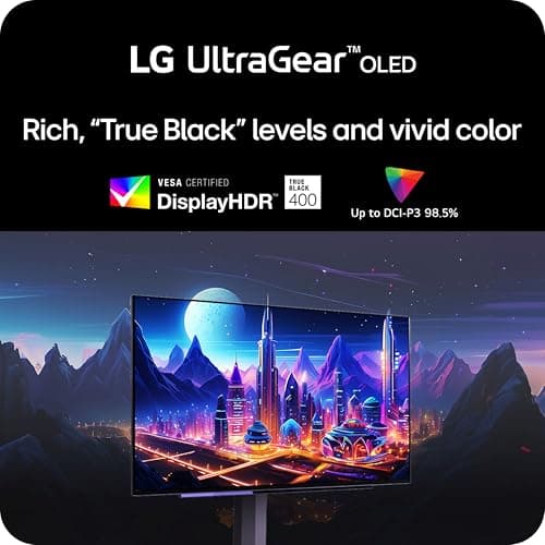 LG ‎27GS93QE 27-inch Ultragear OLED Gaming Monitor QHD 1440p 240Hz 0.03ms DisplayHDR True Black 400 AMD FreeSync Premium Pro NVIDIA G-Sync HDMI 2.1 DisplayPort Tilt/Height/Pivot Stand Black — view 3