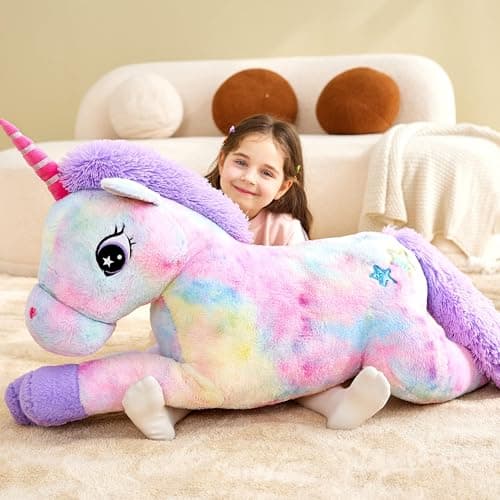 IKASA Giant Unicorn Stuffed Animal Plush Toy,Large Cute Jumbo Soft Toys,Huge Big Size Plushy Fluffy Fat Oversized Plushie,Gifts for Kids Girls Boys Girlfriend (43 inches, Multicolored) — view 4