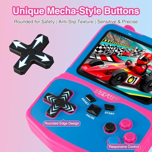 Handheld Game Console for Girls, 220 Retro Games Built-in, 3.5'' HD IPS Screen, Rechargeable Mini Portable Video Game Player for Travel & Car Trips, Gift for Kids (Rose Red) — view 5
