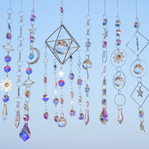 JADVY 310 Pcs DIY Crystal Sun Catchers Indoor Window, Hanging Prism Suncatcher for Window, Silver DIY Suncatcher Kit, Glass Crystal Alloy Accessories Sun Catcher Crafts for Adult, DIY for Mom…