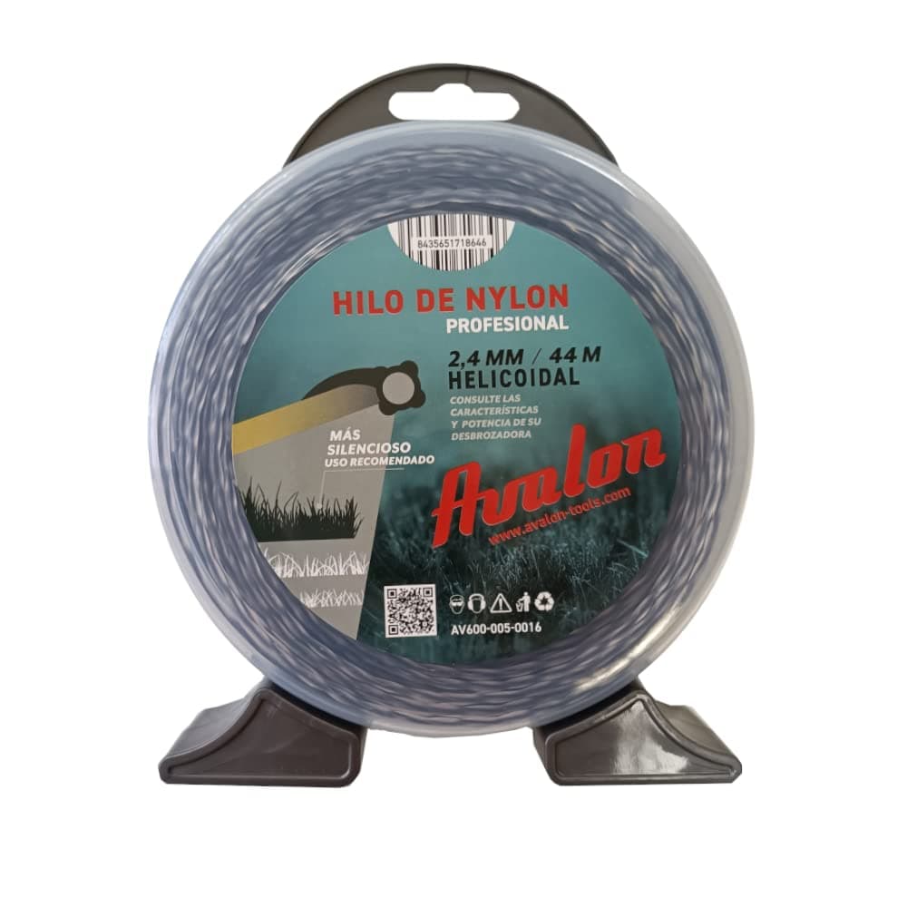 Avalon - Hilo Reforzado de Nylon Universal para Desbrozadora y Cortacesped (2,4 mm x 44 m) - Hilo de desbrozadora Reforzado DualPower para maleza