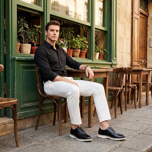 Men's Casual Dress Shoes Comfortable Business Casual Dress Sneakers for Men Lightweight Oxford Derby Shoes for Work Office Standing All Day Walking（Black+Brown）,Black,12