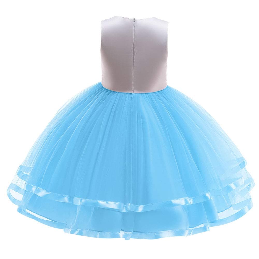 URAQT Disfraz Unicornio Niña, 3pcs Vestido Princesa con Diadema y Collar para Diario, Cosplay, Halloween, Carnaval, Fiesta, Boda, Cumpleaños — view 4