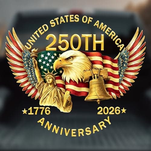 2PCS 250th Anniversary USA Car Window Decal Sticker,1776-2026 American Independence Commemorative Sticker，USA Patriotic 4th of July Vinyl Bumper Stickers for Car, Pickup Truck, SUV (Eagle Wings)