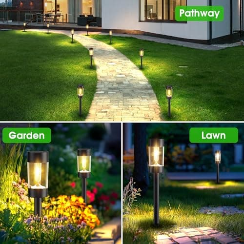 Eyrosa Solar Lights Outdoor, 12 Pack Waterproof Solar Landscape Lighting for Pathway Garden Yard Path Walkway Driveway Lawn Patio Outside Decor, Warm White — view 5