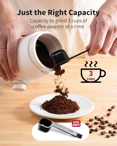 SHARDOR Electric Super Silent Blade Coffee Grinder, Timed Grind Control Rotary Knob, Adjustable Coarse to Fine for Coffee Beans, Spices & Herbs, White — view 5