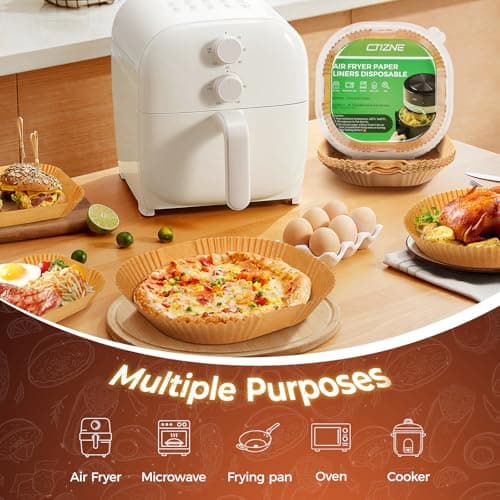 Air Fryer Liners Disposable, 150Pcs 8" Square [Food Grade Material] Unbleached Parchment Paper Liners Non-Stick & Waterproof Oilproof for 5-8 QT Airfryer Basket, Baking, Roasting Microwave, Oven — view 3