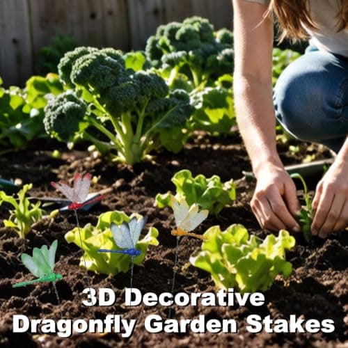 Eiarrnp 3D Decorative Dragonfly Garden Stakes Dragonflies Garden Decorations for Yard Patio Lawn Plant Flower Pot Decor, 12 Pcs — view 4