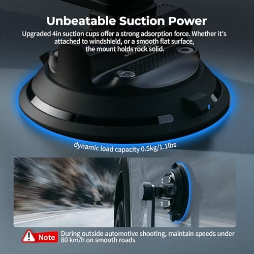 SMALLRIG Car Mount for Insta360 X5/X4/X3, for DJI OSMO 360 Camera, for GoPro, Triple Suction Cup Mount Kit with 120cm/47.2" Invisible Telescopic Selfie Stick, Ball Head, Magic Arm Clamp, Adapter -5843 — view 3