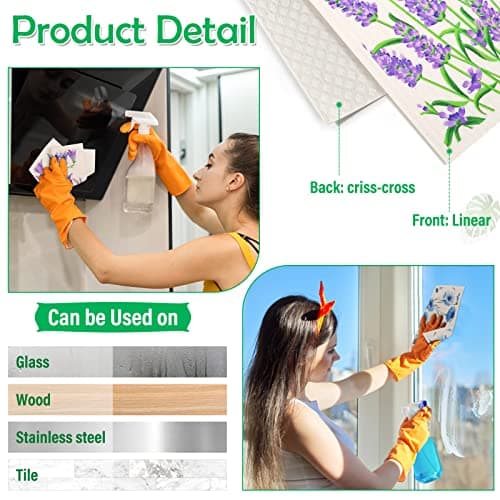 Lucomb Swedish Dish Cloths for Kitchen, 8 Pack Reusable Kitchen Dish Rags Quick Drying Assorted Cleaning Towels for Counters Dishes Home Bar Table Wiping — view 4