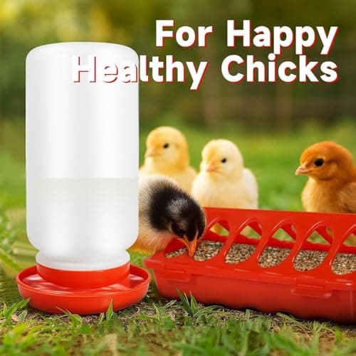 Glaciarts Chick Feeder and Waterer Kit – Chick Starter Kit with 3×12-Hole Feeders & 1 Waterer – Essential Supplies and Accessories for Coop, Brooder, Ducklings, Poultry (Red) — view 2
