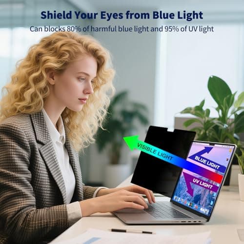 Magnetic Privacy Screen for MacBook Air 13.6/13 Inch (2022-2026, M2, M3, M4, M5), Removable Matte Laptop Privacy Screen Anti Glare Blue Light Filter - Anti-Spy for Mac 13in Protector — view 5