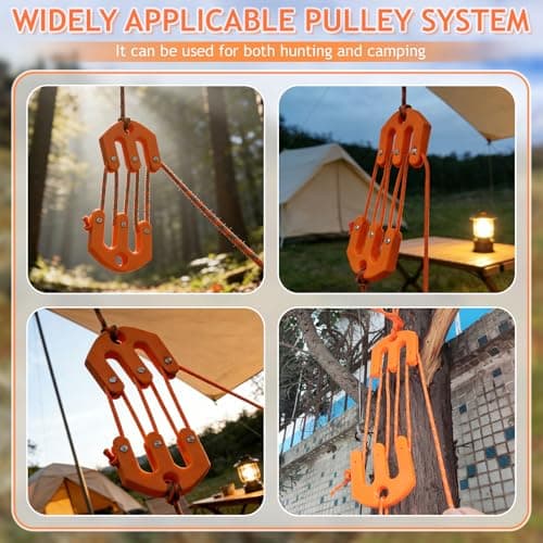 Game and Gear Hoist Pulley System, Ultralight Block and Tackle Pulley System, Portable Block and Tackle Gear Hoist for Backcountry Hunting Camping — view 3