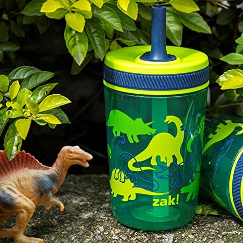 Zak Designs Kelso 15 oz Tumbler Set, (Dino Camo) Non-BPA Leak-Proof Screw-On Lid with Straw Made of Durable Plastic and Silicone, Perfect Toddler Cup Bundle for Kids (2pc Set) — view 8